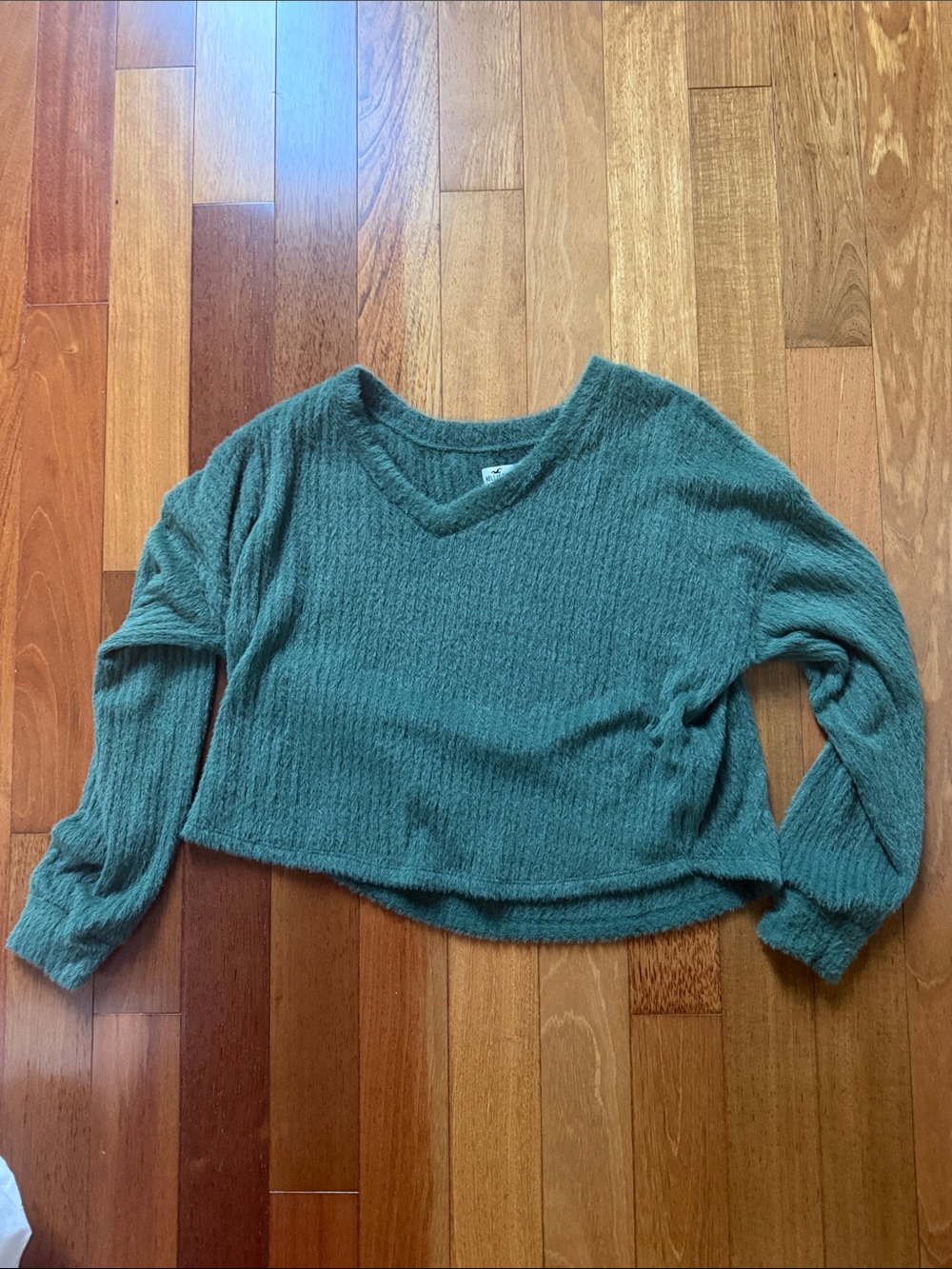 Hollister Teal V-Neck Cropped Sweater